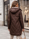 Dámska prešívaná prechodová bunda s kapucňou, hnedá, FashionStreet TY5769 XL