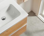 CERANO - Kúpeľňová skrinka Velora - dub medový, úchytka chróm + keramické umývadlo Novo - biela lesklá - 71x54,5x46,5 CER-979910