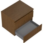 MEXEN/S - Rivel kúpeľňová skrinka pod umývadlo 60 cm s doskou, 2 zásuvky, reliéf, orech 91A20-06047-2-BFFC86