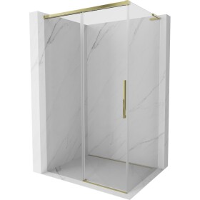 MEXEN/S - Rox L sprchový kút posuvný 90 x 80, transparent, zlato 8C2L-090-080-50-00