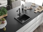 MEXEN/S MEXEN/S - Milo granitový drez vrátane batérie Duero, čierna/strieborná metalík 6505-73-671600-70