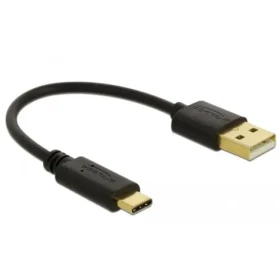 DeLock USB-A - USB-C čierna / Nabíjací kábel / 15 cm / 3 A (85354)