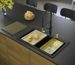 Quadron - Granitový drez MARC 110 WORKSTATION Black Zlaty HQM7650U7_PVDG1