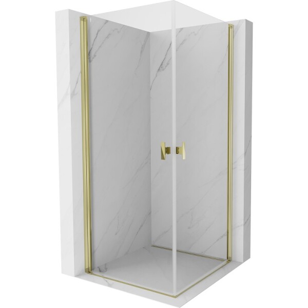 MEXEN/S - Mist-B Duo sprchovací kút dvere krídlové 90 x 90, transparent, zlato 8A2-090-090-50-00