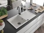 MEXEN/S MEXEN/S - Leo granitový drez 1 s odkvapkávačom 900x500 mm, biela, + čierny sifón 6501901010-20-B