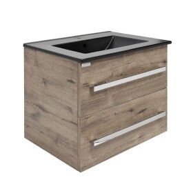 Kúpeľňová skrinka s čiernym umývadlom SAT Cube Way 60x53x46 cm dub wellington mat CUBE46602DWMODC CUBE46602DWMODC