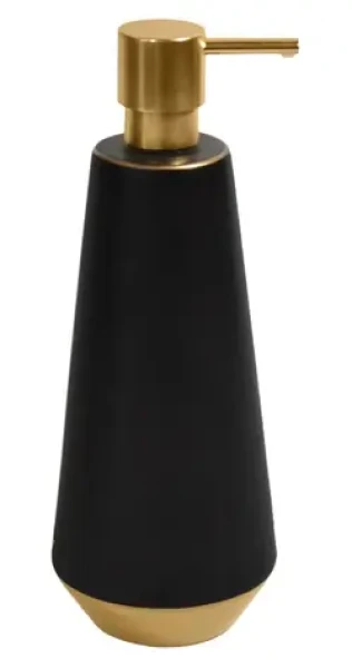 Spirella JOSHUA čierno-zlatý / Dávkovač mydla / keramika / 650 ml