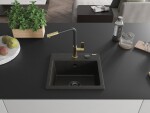 MEXEN/S MEXEN/S - Milo granitový drez 1-miska vrátane batérie Flora, čierna/zlatá metalik 6505-75-670401-57-B