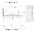 BESCO - Obdĺžniková vaňa QUADRO SLIM - Nožičky k vani - Bez nožičiek, Rozmer vane - 180 × 80 cm VANQAUD180SLIM