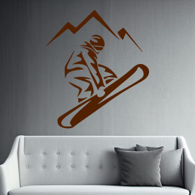 Veselá Stena Samolepka Snowboardista Farba: hnědá, Veľkosť: 40 x 45 cm