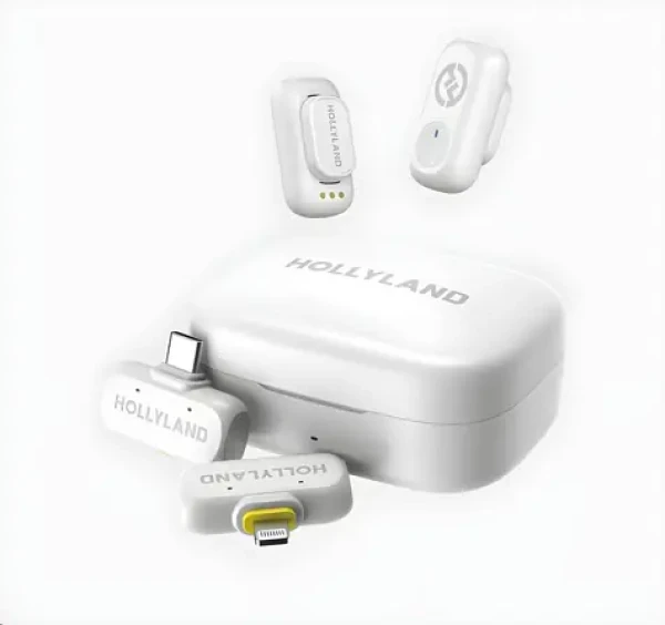 Hollyland LARK A1 Combo Ivory White / Bezdrôtový mikrofónny systém / USB-C + Lightning prijímač / Nabíjacie púzdro (6108 COMBO IVORY WHT)