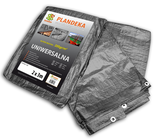 Krycia plachta s okami – PREMIUM 200 g/m² sivá, 6×8 m [48 m²]