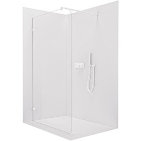 CERANO - Sprchová zástena Walk-in Orbis Round Ľ/P - 8 mm - okrúhla vzpera - biela matná, transparentné sklo - 110x200 CER-682459