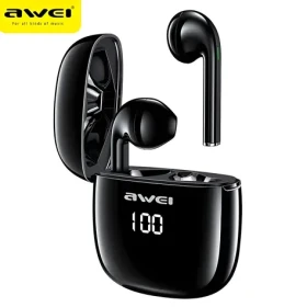 Awei T28P čierna / Bezdrôtové slúchadlá / TWS / Bluetooth 5.0 / IPX4 / LED displej / dobíjacie púzdro (T26)