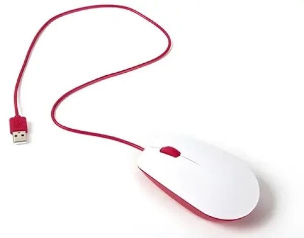 Raspberry Pi Mouse biela, červená / Myš / optická / USB / 3 tlačidlá (RB-MAUS01W)