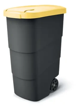 Záhradná nádoba WHEELER 90 l antracit, žlté veko / Popolnice / Plast / 78,3×39,4 cm (NBWB90-120C)