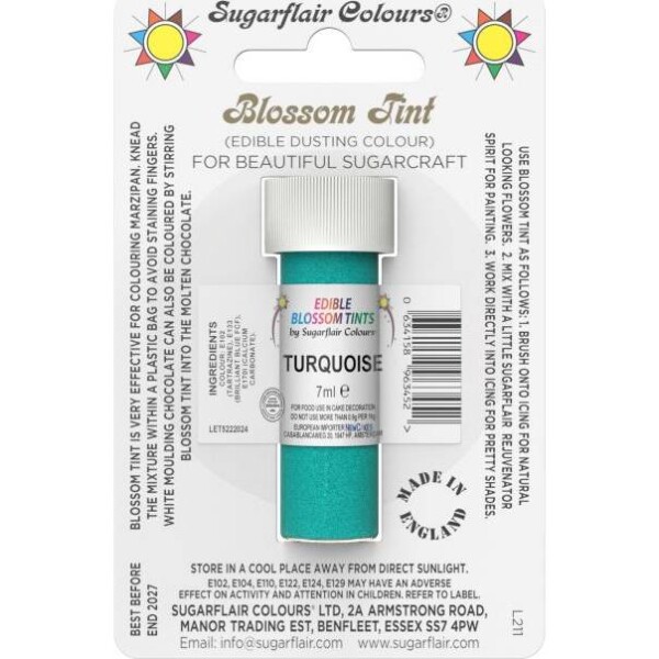 Jedlá prachová farba turquoise 7 ml - Sugarflair - Sugarflair