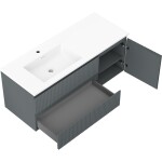 MEXEN/S - Rivel kúpeľňová skrinka 120 cm s umývadlom Otis ľavá, 2S, 1D, reliéf, grafit/biela mat 91A23-12047-3-BBFFF66-W18L01