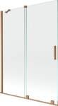 MEXEN/S - Velar Dvojkrídlová posuvná vaňová zástena 130 x 150, transparent, kartáčovaná meď 896-130-000-01-65
