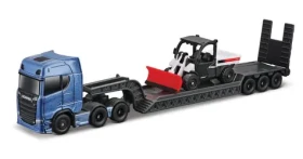Maisto Mini pracovné stroje - Sada ťahača Scania 770S s prívesom + Bobcat T590 G