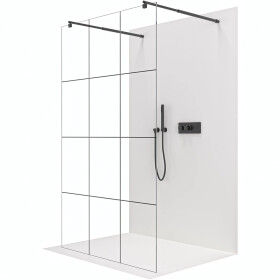 CERANO - Sprchová zástena Walk-in Onyx Duo Ľ/P - 8 mm - okrúhla vzpera - čierna matná, industriálne sklo - 150x200 CER-8050BD2422