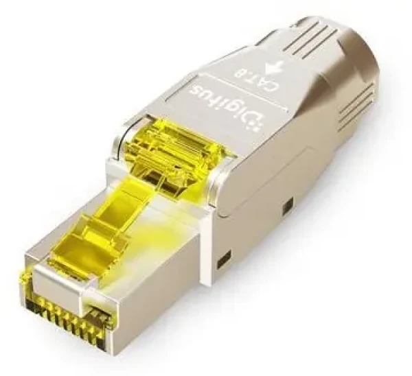 Digitus RJ45 konektor CAT 8.1 strieborno-žltý / RJ45 konektor / Tienený / Montáž bez náradia / 2000 MHz / PoE++ (DN-93838)
