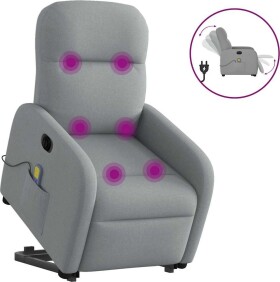 VidaXL vidaXL Podnoszony fotel masujący, elektryczny, rozkładany, jasnoSivý