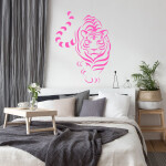 Veselá Stena Samolepka Tiger indický Farba: ružová, Veľkosť: 80 x 82 cm