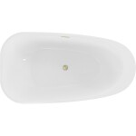 MEXEN/S - Giada voľne stojaca vaňa 170 x 90, biela lesk, sifón a prepad zlatá kartáčovaná 52741709000-55