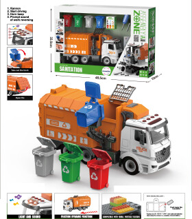 Mamido Mamido Veľké multifunkčné kovové smetiarske auto s farebnými kontajnermi MT1559