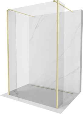 MEXEN/S - Kioto Sprchová zástena WALK-IN voľne stojaca 105 x 30 x 30, transparent, zlatá kartáčovaná 800-105-030-222-55-00-030