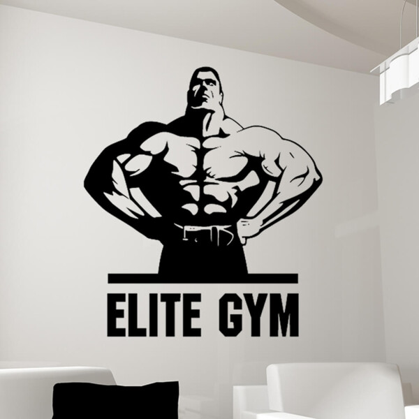 Veselá Stena Samolepka Elite Gym Farba: černá, Veľkosť: 40 x 43 cm