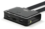 Lindy KVM prepínač 2 porty HDMI/USB-C/USB 2.0 čierna / KVM prepínač / 4K 60Hz / audio výstup / kábel 1,2 m (42347)