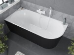 MEXEN/S - Mia voľne stojaca rohová vaňa ľavá 180 x 80, biela/čierna, sifón a prepad biela 52691808075L-20