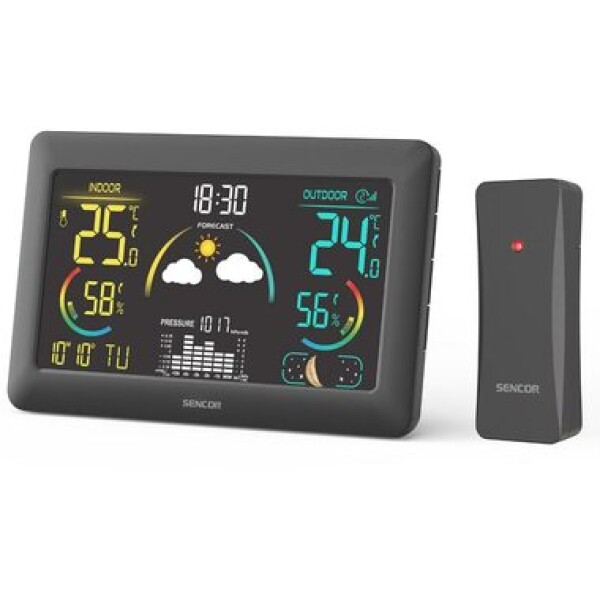 Sencor SWS 4900 Meteostanica čierna / farebný LCD / bezdrôtový snímač (8590669365593)