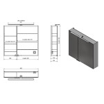 SAPHO - MIRRÓ galérka s LED osvetlením, 80x70x16cm, biela MC080-0030