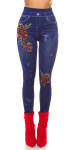 Sexy Jeanslook Leggings with Floral print blue Einheitsgroesse