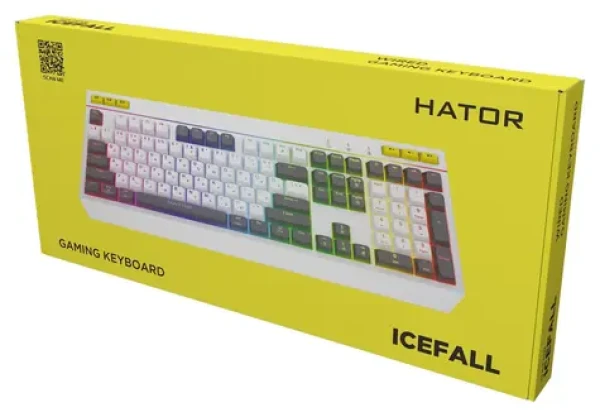 Hator Icefall biela / Herná klávesnica / drôtová / membránová / podsvietená / US layout (HTK405US)