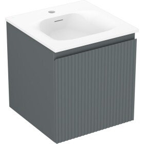 MEXEN/S - Rivel kúpeľňová skrinka 45 cm s umývadlom Vela, 1 šuplík, reliéf, grafit mat/biela mat 91A20-04547-1-BF66-W23M01