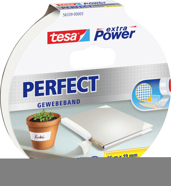 Tesa PERFECT 56339-00003-01 páska so skleným vláknom tesa® Extra Power biela (d x š) 25 m x 19 mm 1 ks; 56339-00003-01