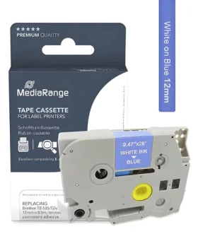 MediaRange kompatibilná páska s Brother TZ-535/TZe-535 / modrý podklad / biela tlač / šírka 12 mm / dĺžka 8 m (MRBTZ535)