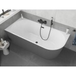 MEXEN/S - Silo voľne stojaca rohová vaňa ľavá reliéf 170 x 80, biela/sivá, sifón a prepad čierna 52891708062L-70