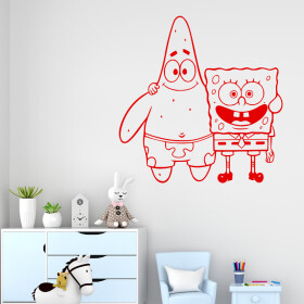 Veselá Stena Samolepka SpongeBob a Patrick Farba: červená, Veľkosť: 40 x 40 cm