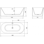MEXEN/S - Mia voľne stojaca rohová vaňa ľavá 160 x 80, biela/čierna, sifón a prepad grafit metal 52691608075L-95