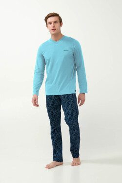 Vamp - Pyžamo s geometrickou potlačou 21681 - Vamp blue maui 5XL