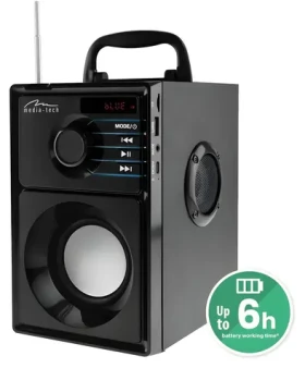 Media-Tech BOOMBOX MT3179 čierna / Bezdrôtový reproduktor / RMS 15W / BT 5.1 + EDR / FM Radio / microSD (MT3179)