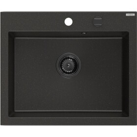 MEXEN/S MEXEN/S - Elix granitový drez 1-miska 600 x 500 mm, čierna/zlatá metalik, sifón čierna 6525601005-75-B