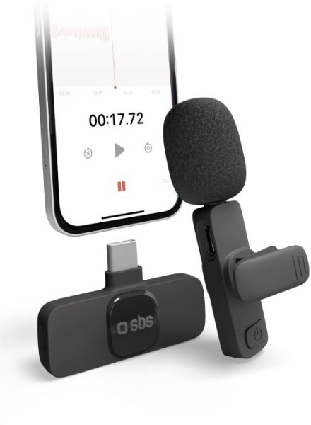 SBS Mobile SBS Wireless Microphone USB-C melna - Bezvadu mikrofons