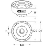 KS Tools 460.3740 3/4" drážkový kľúč na matice so 4 kolíkmi pre DAF, vnútorný kolík Ø 66,8 mm; 460.3740