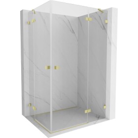 MEXEN/S - Lunar Duo sprchovací kút dvere krídlové pravá 120 x 110, transparent, zlato kartáčovaná 834-120P-110L-55-00